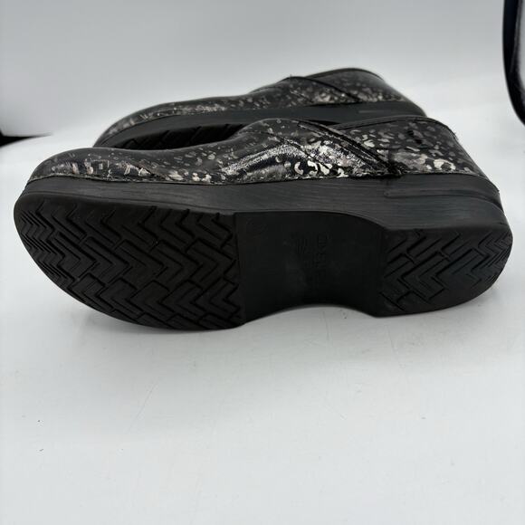 Dansko Clogs Womens US 9.5 EU 40 Black Leather Medical Nurse‎ Black Silver Spots - Picture 12 of 12